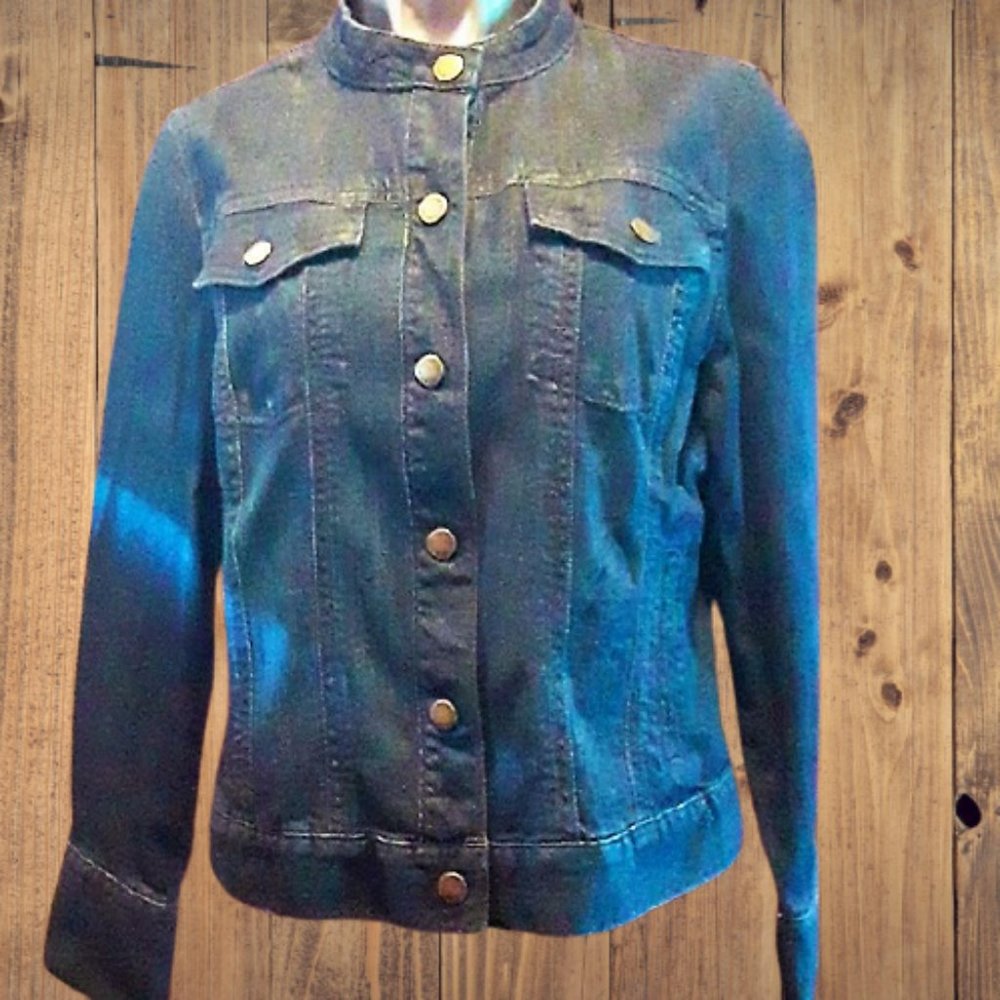 Coldwater Creek Denim Collarless Jacket | Size 14